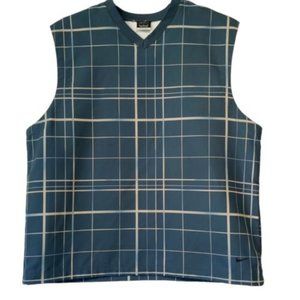 NIKE Golf Vest  Men's XL  Blue/Gray Windowpane Plaid  Optional Toggle Waist  EXC